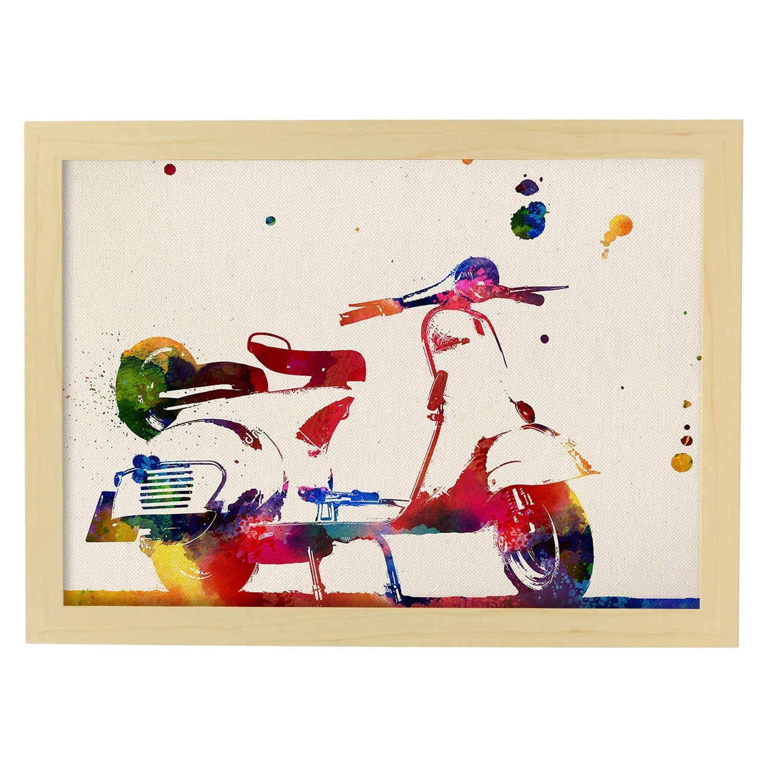 Lamina para enmarcar vespa estilo acuarela regalos creativos de motos laminas para enmarcar con imagenes marco negro - a3