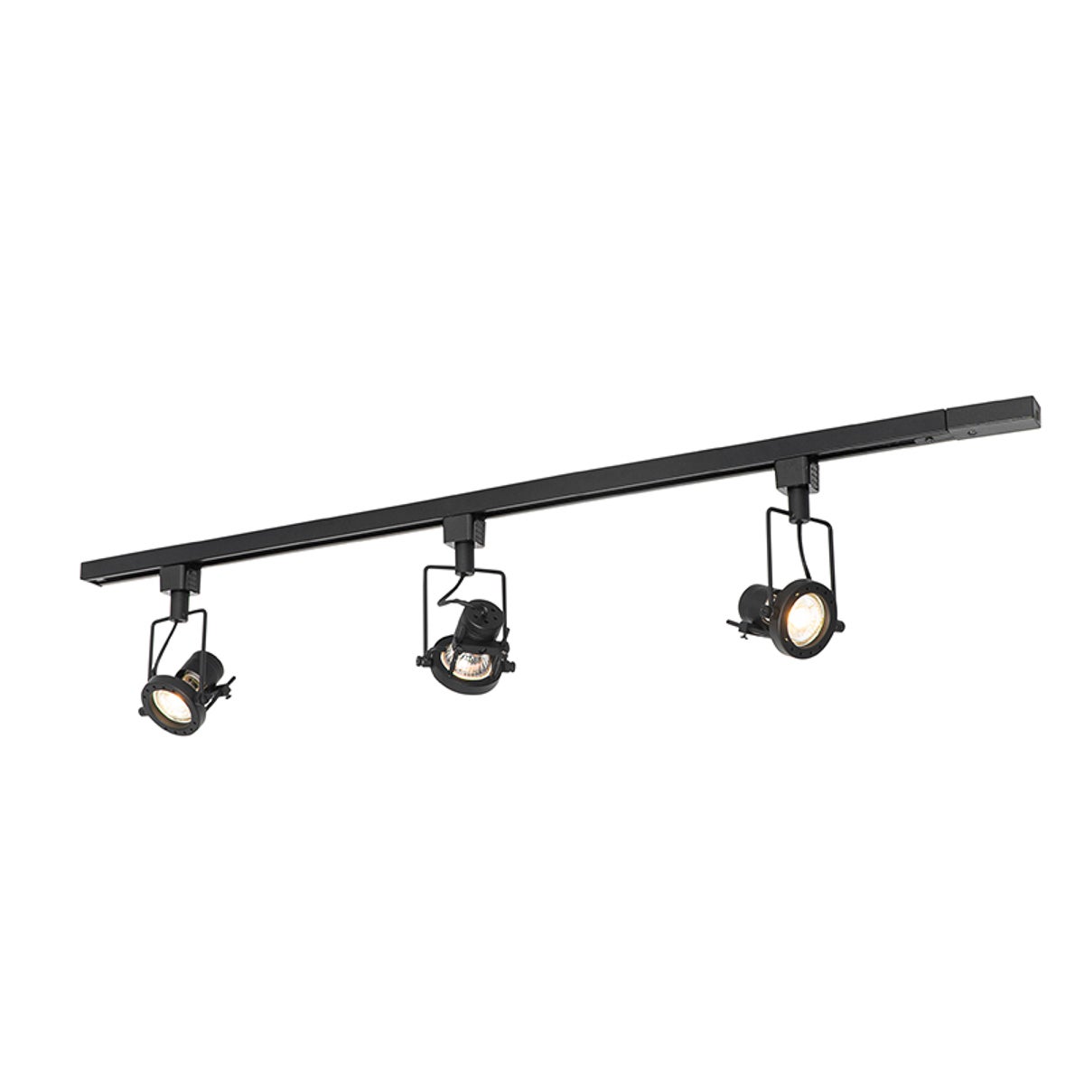 Système de rail luminaire plafond compatible pour led - industriel avec 3 spots monophasés noirs - Suplux - 2