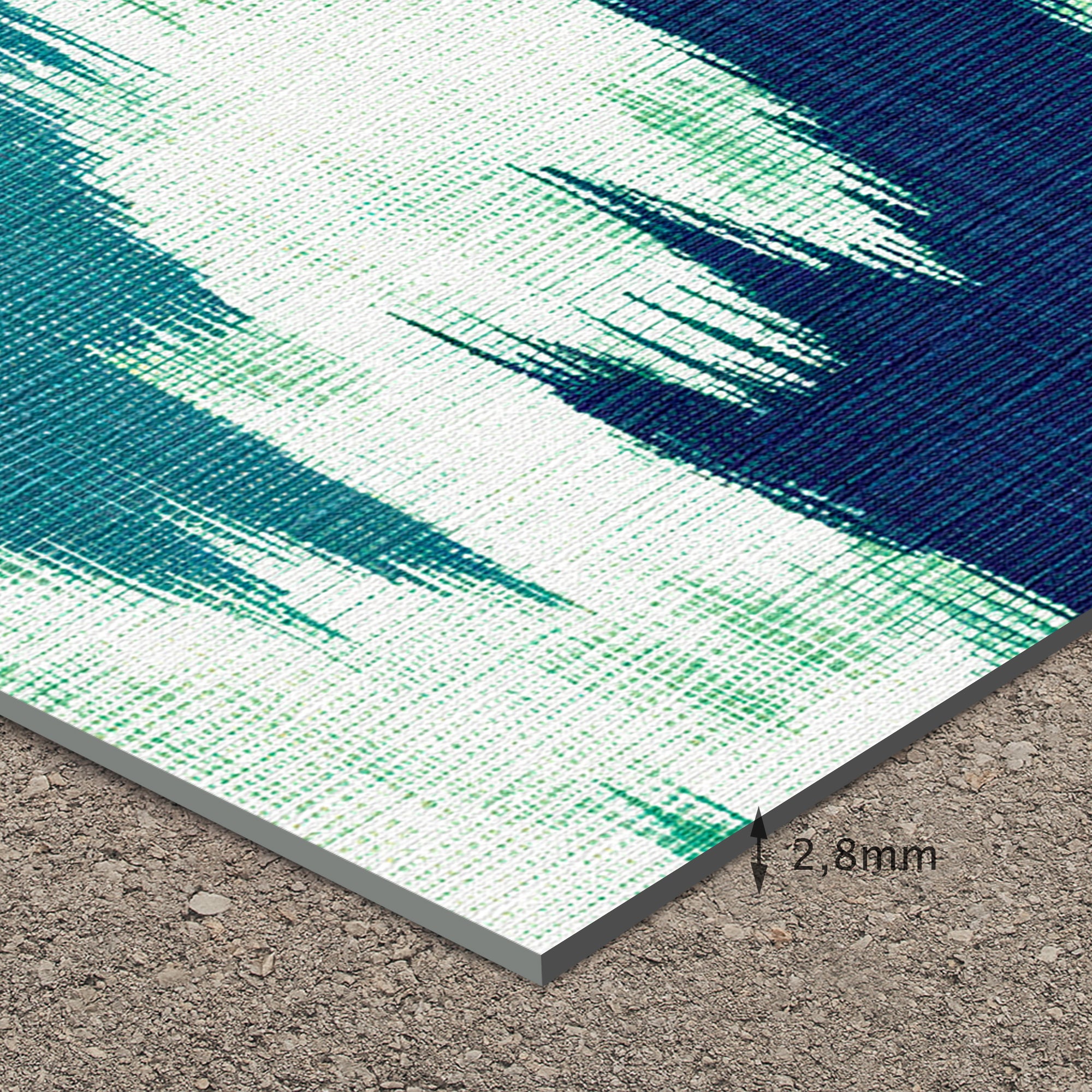 Tapis PVC Intérieur/Extérieur Ikat Aigue-marine 133x200 cm - Vinyle imprimé antidérapant, lavable et résistant pour terrasse et maison - 3