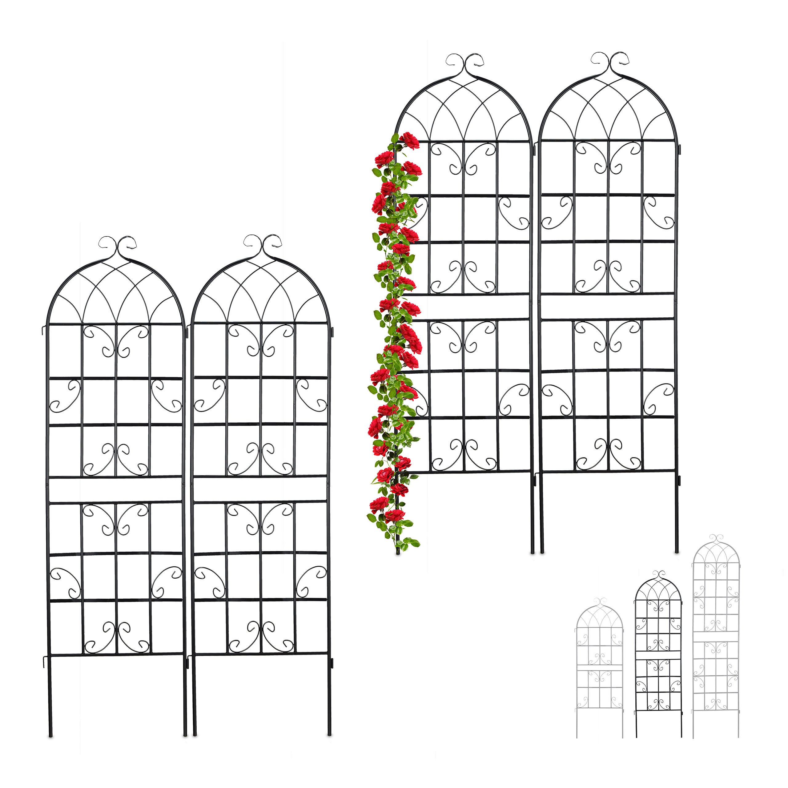 Set 2 Supporti A Traliccio Da Giardino Per Piante Rampicanti 122x35 Cm In Metallo Panna Invecchiato 100003827 85141543