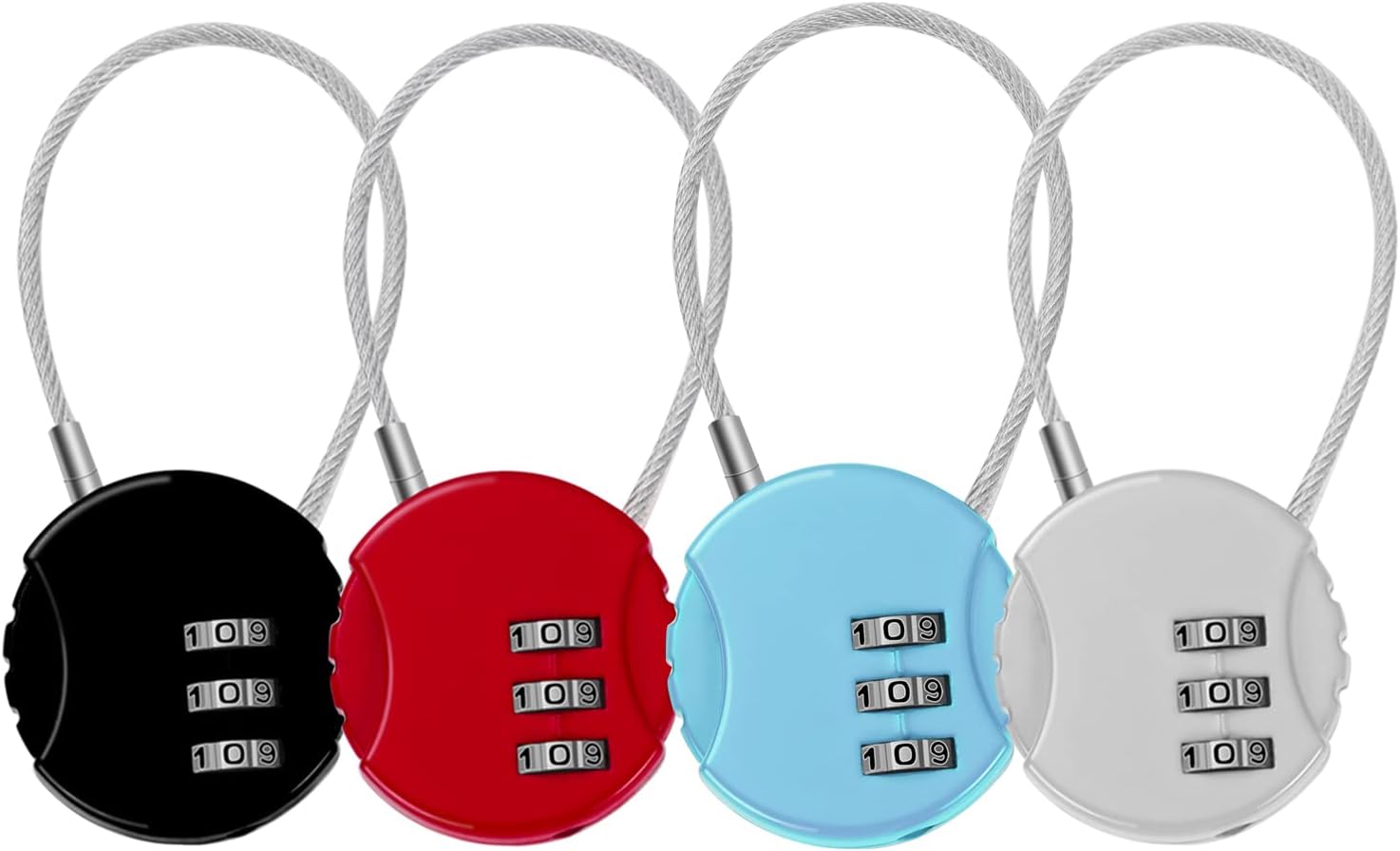 Lot De 4 Cadenas Code 4 Chiffres, Cadenas Valise Avion Petit Cadenas A Code College Metal Pour Casier Bagage Gym Argent Noir Bleu Rouge 97062214