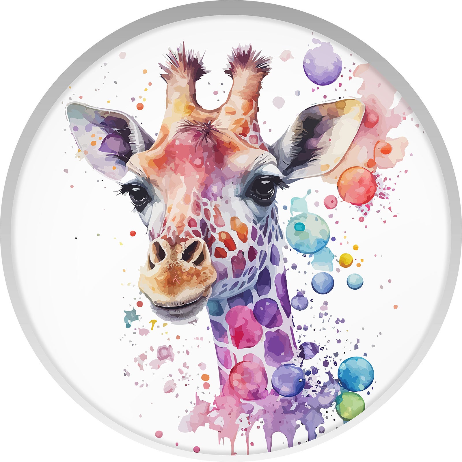 Stickers mural trompe l'oeil Arche rond enfants - Girafe - Diamètre 40 cm - 3