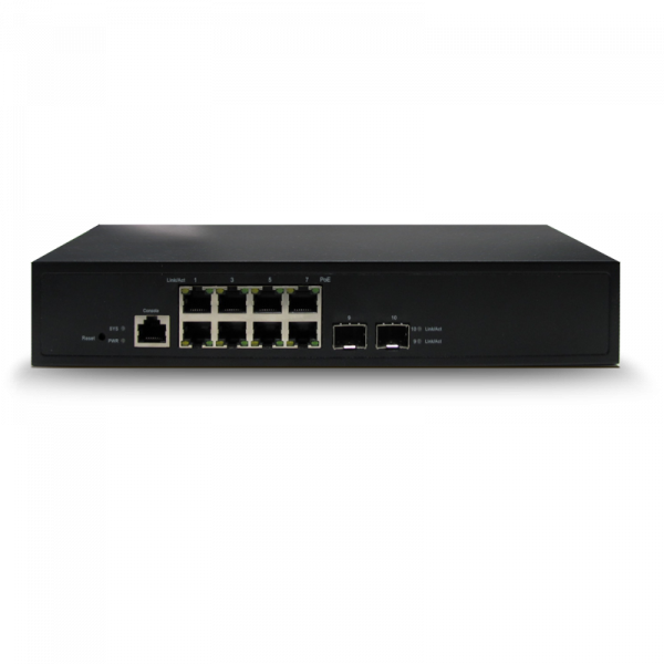 Switch PoE industriale managed con 8 porte Gigabit PoE + 2 porte fibra ...