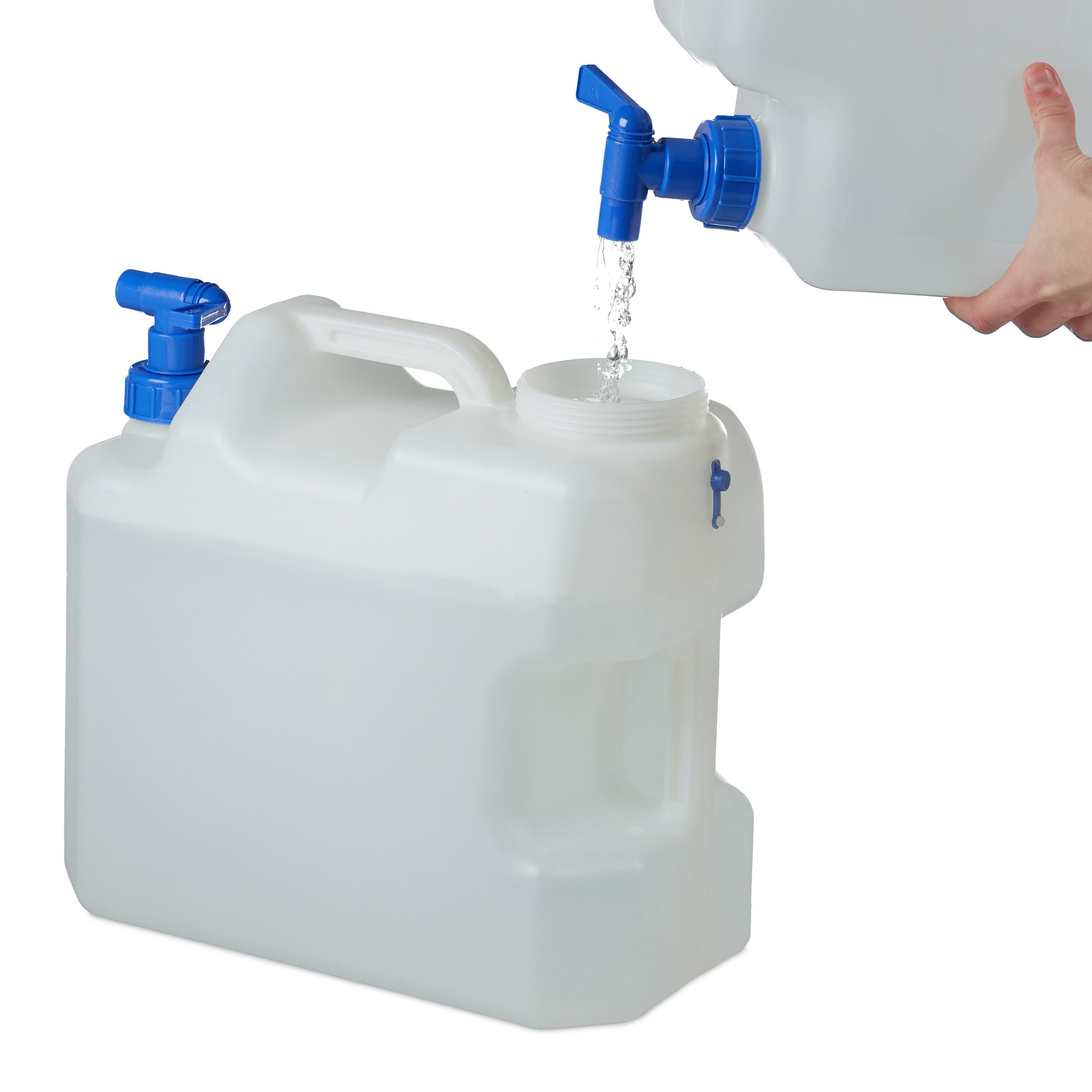 Jerricane d’eau avec robinet, couvercle à visser, bidon à eau de camping, 18 L, Sans BPA, blanc, Relaxdays - 6