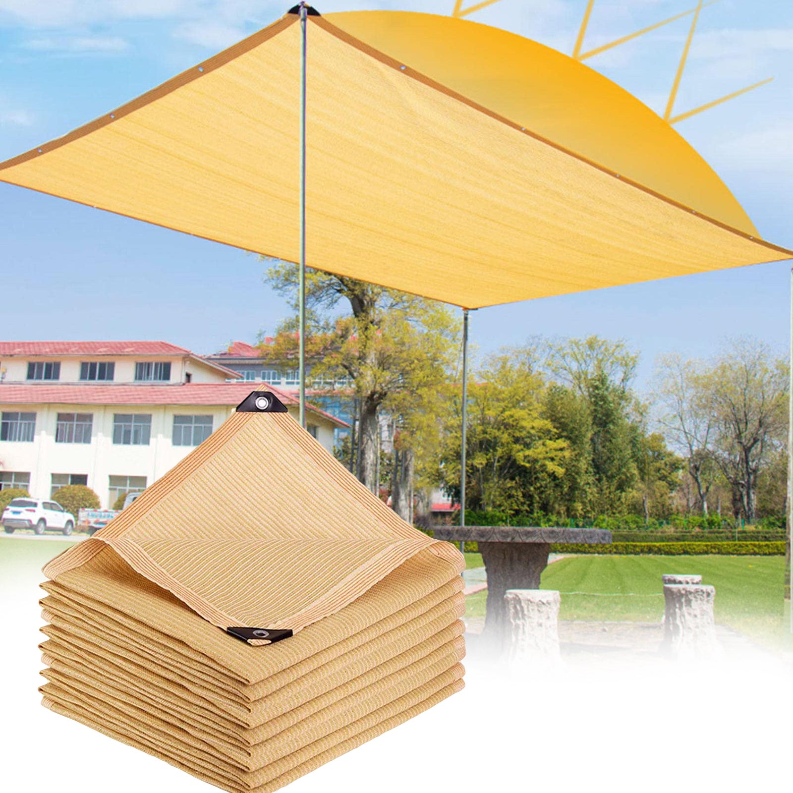 Żagiel przeciwsłoneczny, zewnętrzna siatka zacieniająca, tkanina zacieniająca, markiza anty-UV 95% do basenu, patio, ogrodu, podwórka, 2 m x 3 m