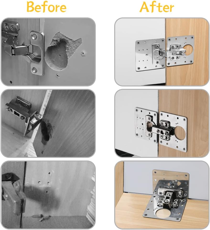 Set di cerniere per ante di mobili, kit di riparazione per mobili in acciaio inossidabile con 12 viti - 5