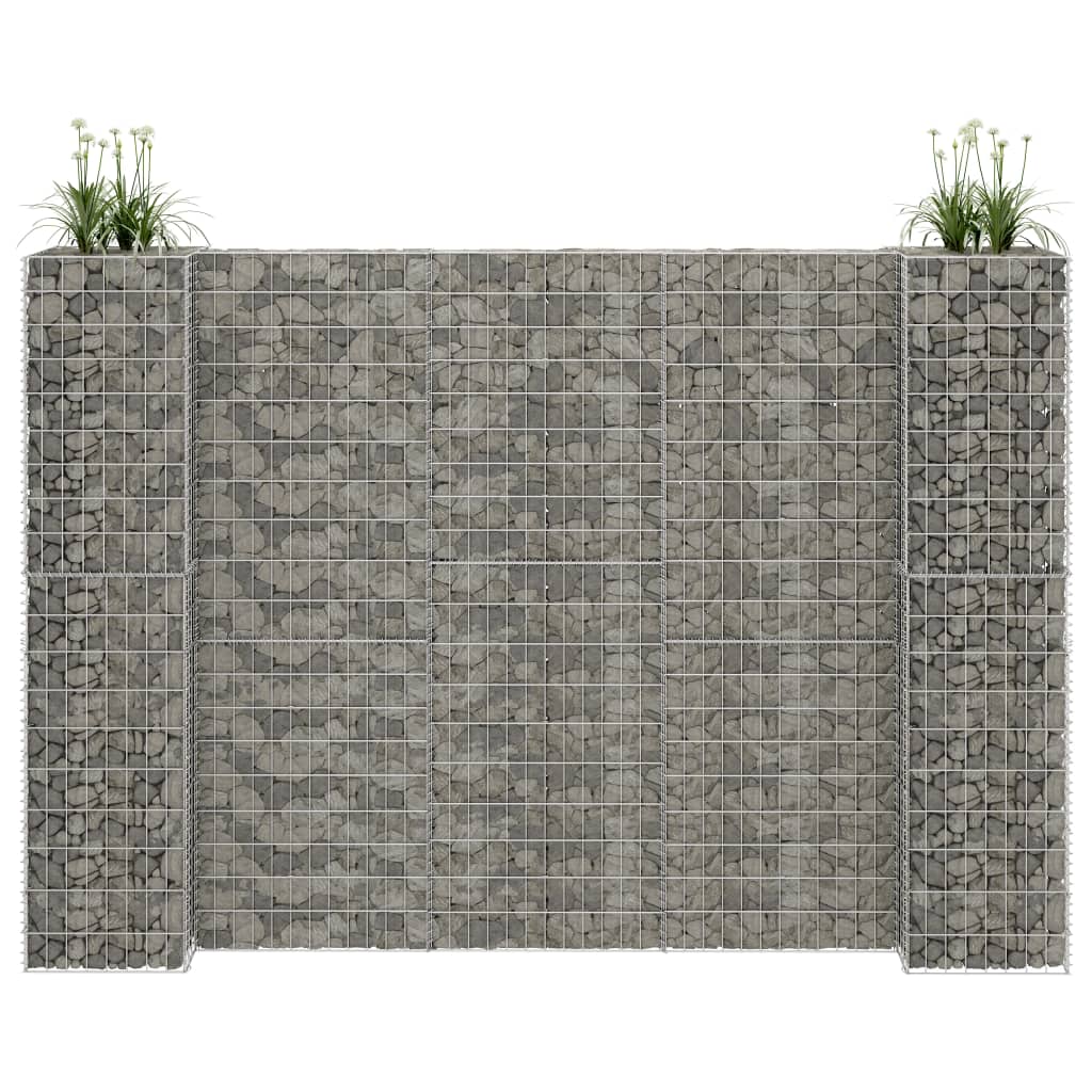 Jardinera de gaviones en forma de h, alambre de acero, 260x40x180 cm