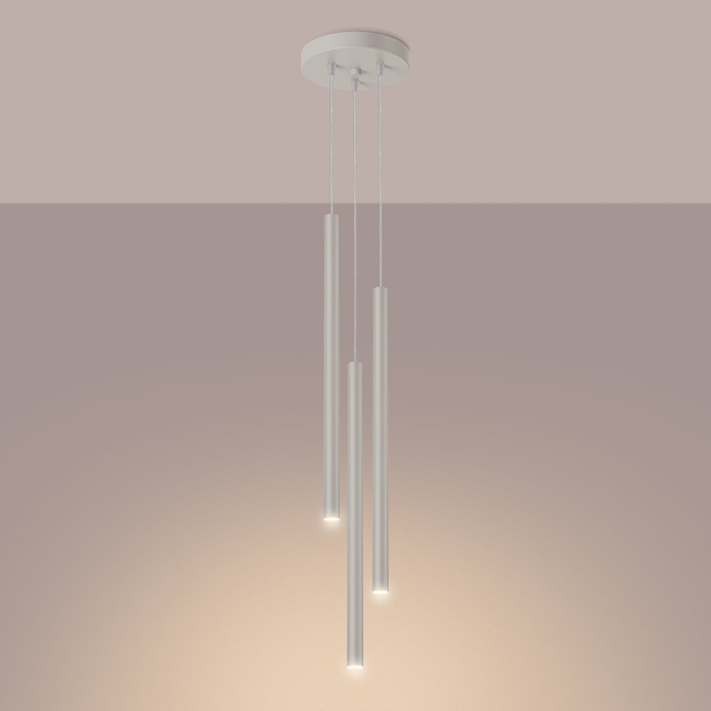Lampa wisząca BRILL 3P beżowa LED 3000K - 19.5x19.5x104cm Sollux