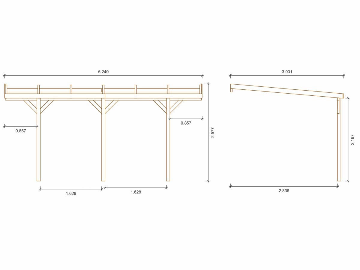 Cochera de madera adosada 