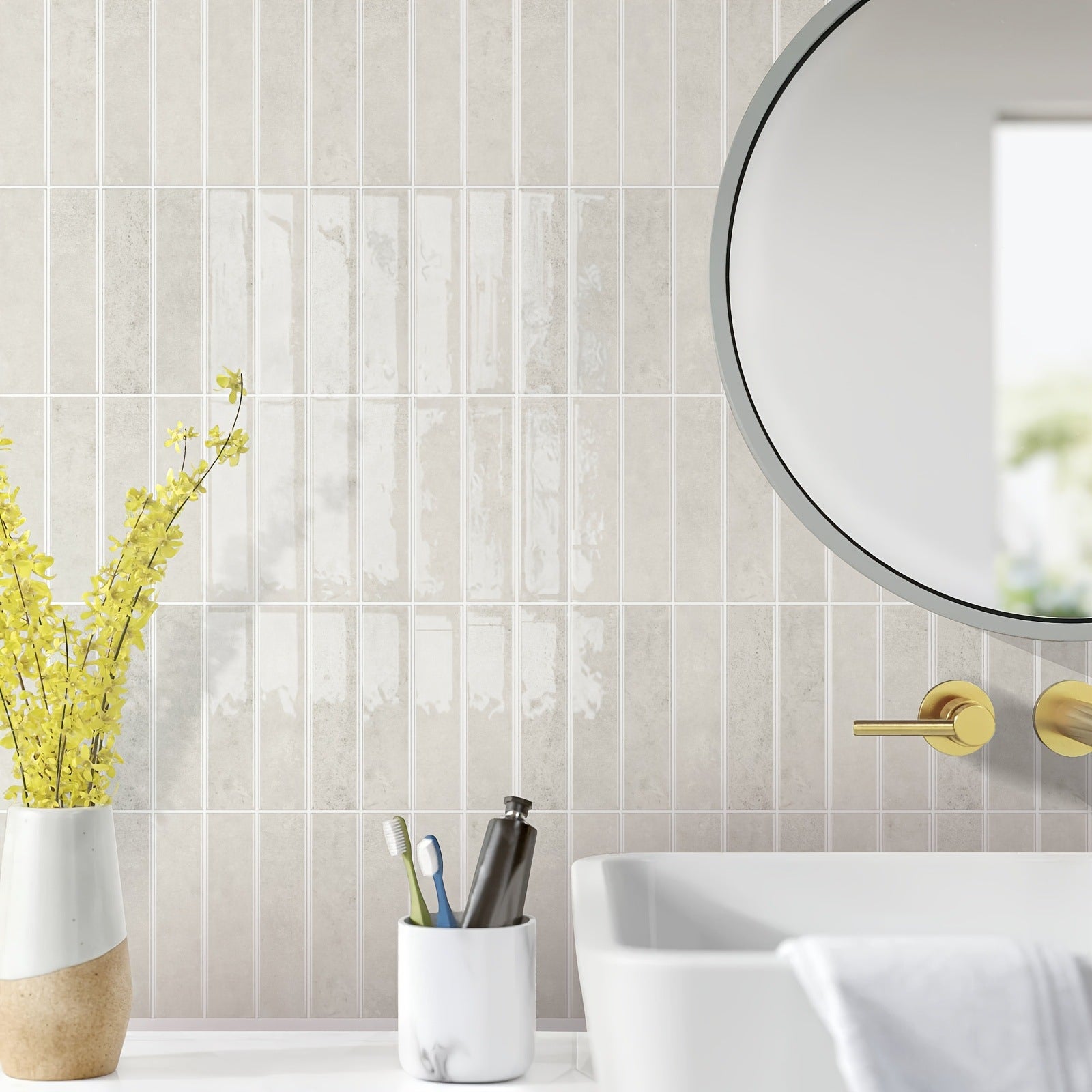 12 autocollants muraux stratifiés imitation carreaux de céramique Autocollants imperméables faits main à coller soi-même SCQ1754-2（30.5x30.5cm） - 2