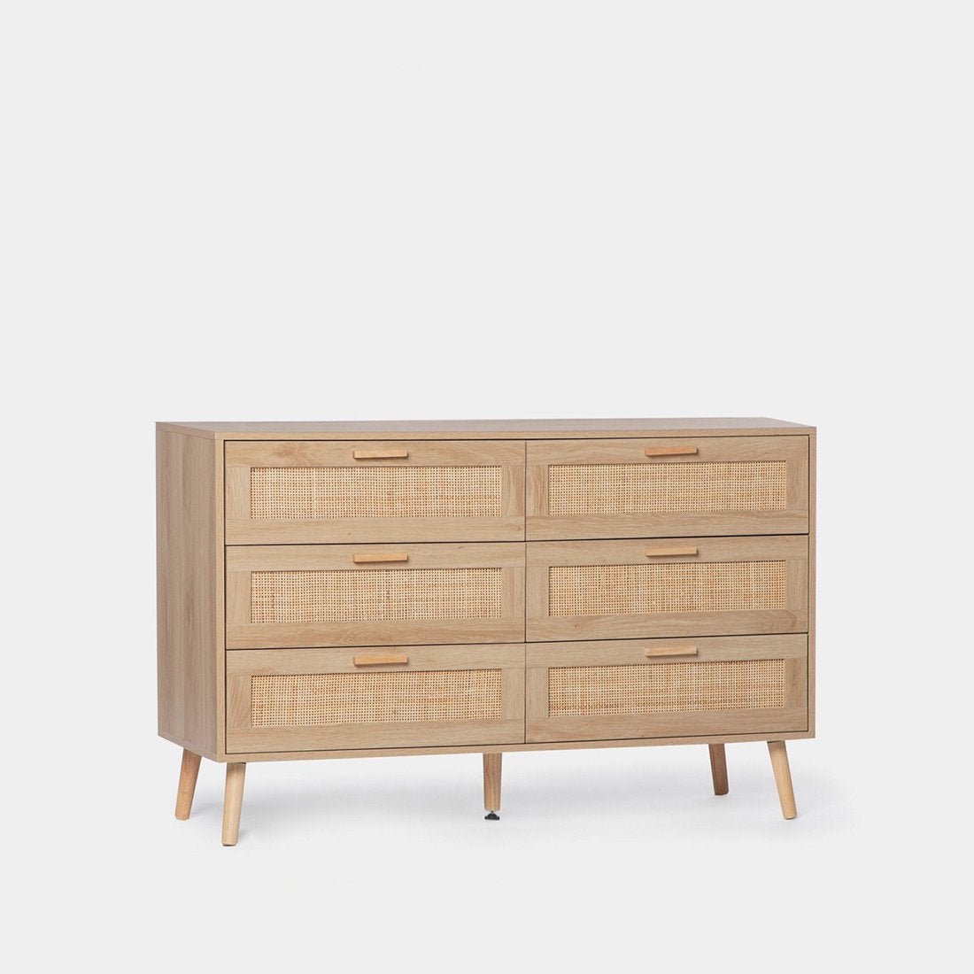 Comò a 6 cassetti in rattan, comò 130 cm, angolo curvo, per camera da letto, soggiorno, marrone rossiccio | Leroy Merlin