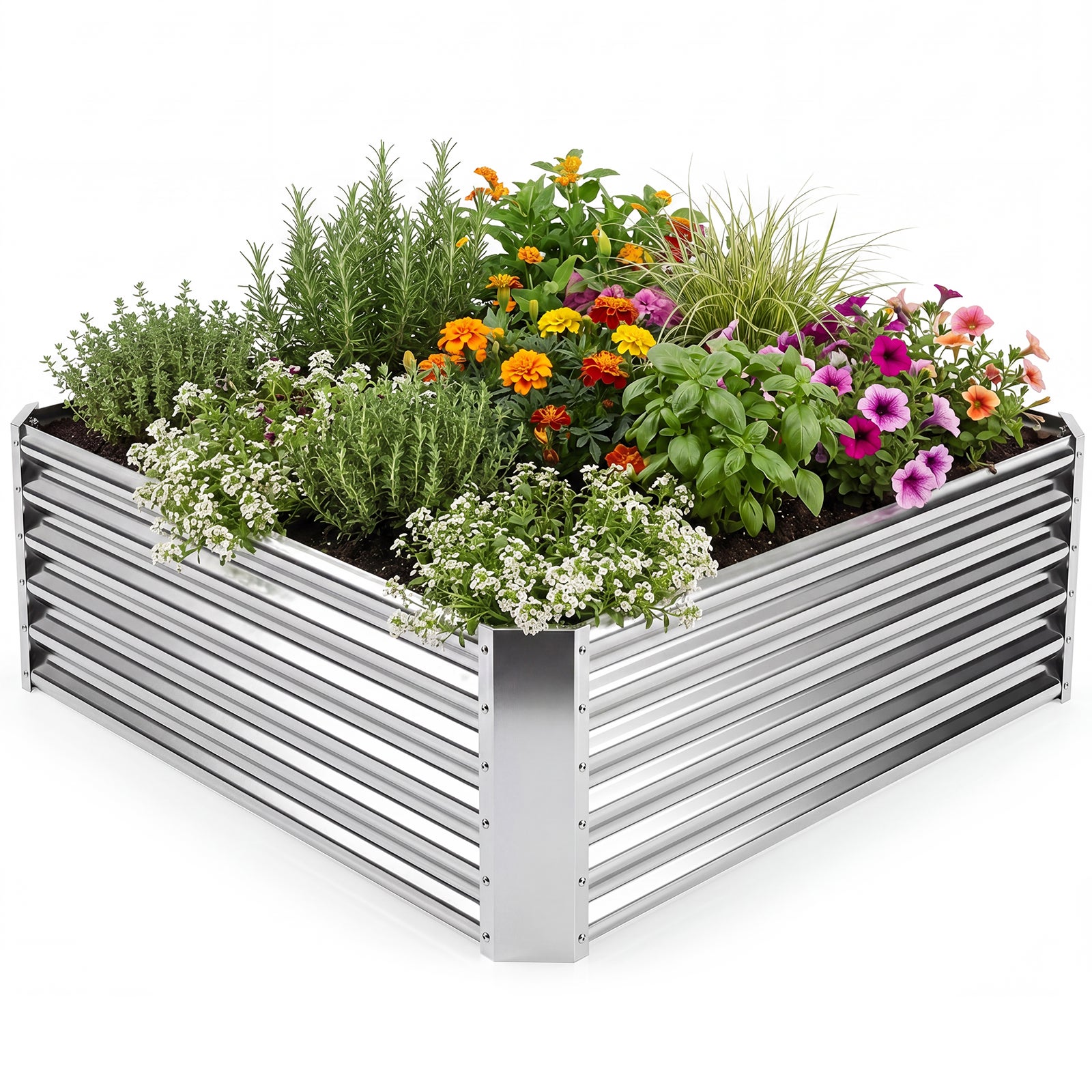 Jardiniere de exterior din oțel zincat, grădină pătrată din metal fără fund pentru balcon, curte grădină, ghiveci flori exterior rezistent rugină