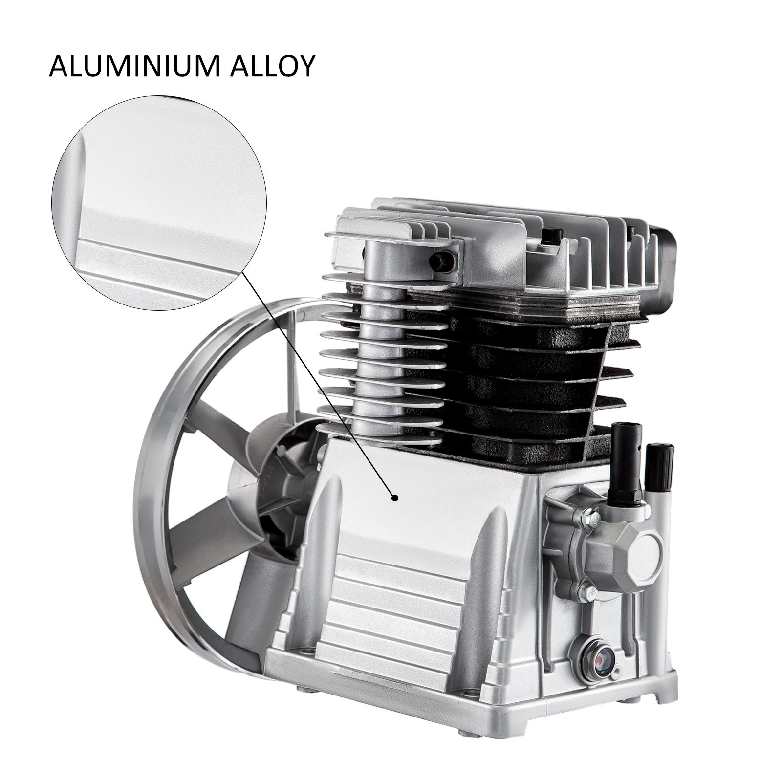 Pompe à tête de compresseur d'air SucceBuy 3HP 160PSI 1300/min Moteur à double cylindre en aluminium - 4