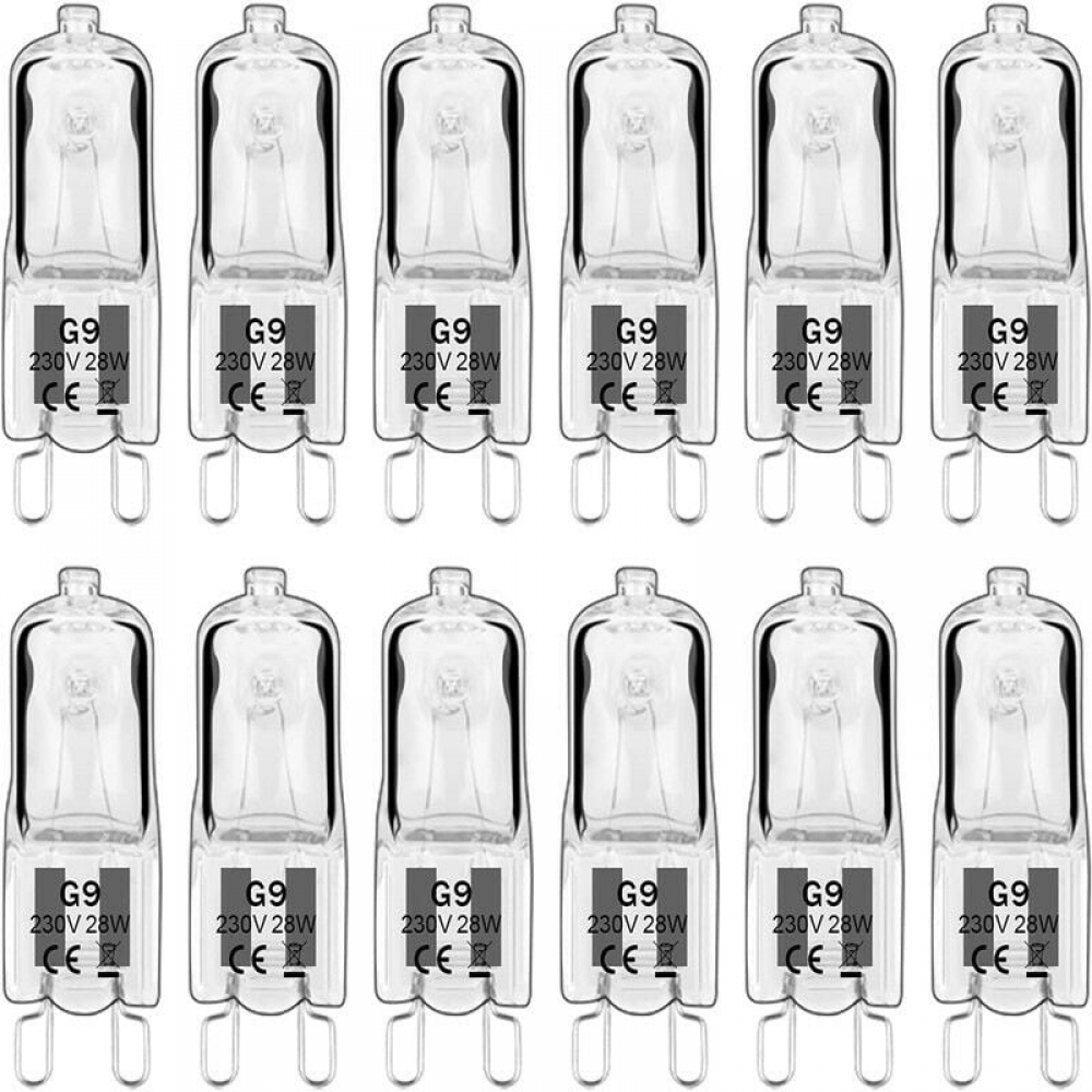 Opakowanie 10 żarówek LED G9, 28 W 230 V, 350 lumenów, ciepłe białe światło 2700 K, ściemnialne, odpowiednie do żyrandoli i kinkietów.
