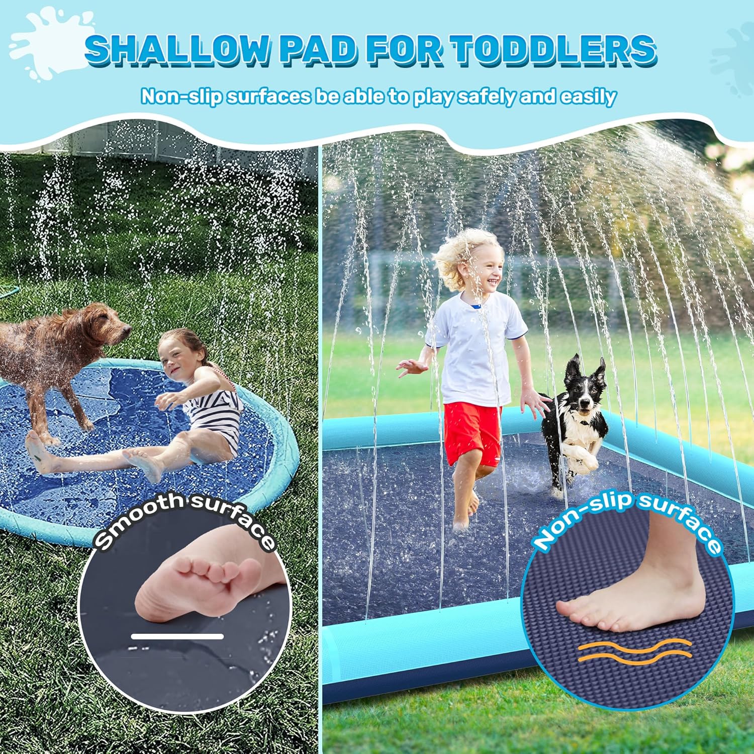 (Carré 200 cm) Jouets Aquatiques pour Enfants, Jeux d'extérieur avec Fonction antidérapante, Tapis à Jets d'eau de 200 cm - 2