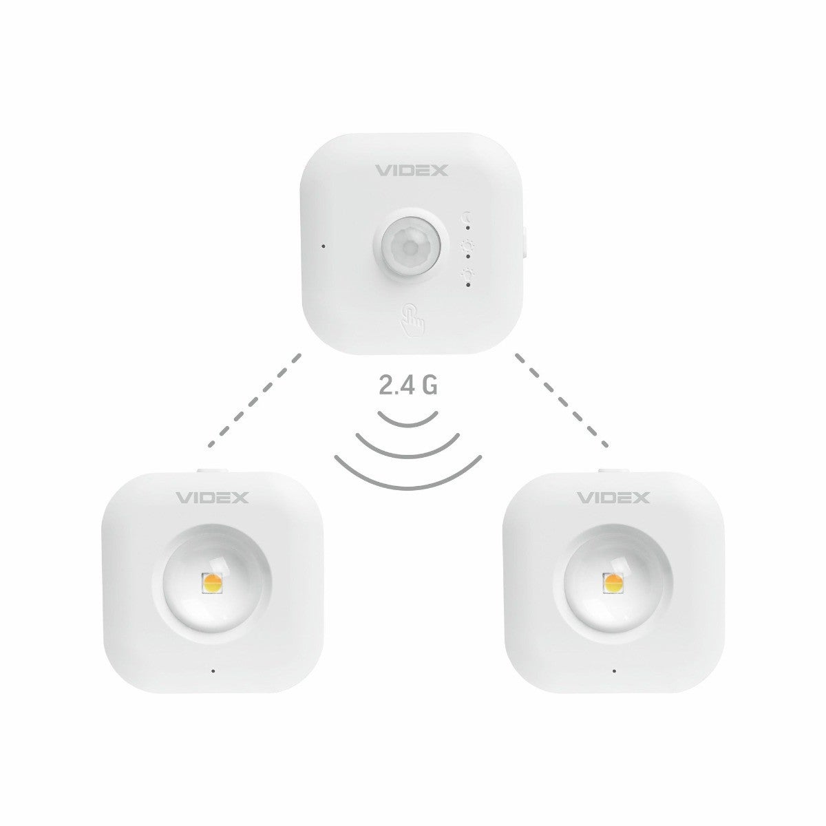 Lampki schodowe akumulatorowe z czujnikiem ruchu montaż na magnes białe LED 1W 3000-6500K 35 Lm wym: 4,8 x 4,8 x 1,9 cm Videx
