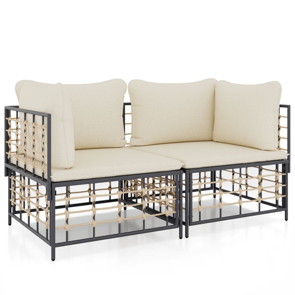 Sofás de esquina modulares con cojines 2 uds | sofá de salón | sofá de descanso ratán sintético cfw72952