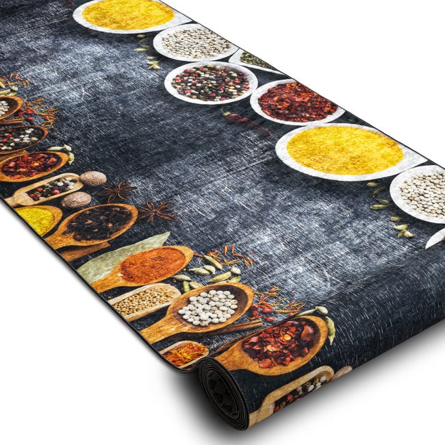 Lot De 2 Tapis De Cuisine Antidérapants RLAVBL - Fleurs Colorées 120x44cm + 75x44cm - Lavables