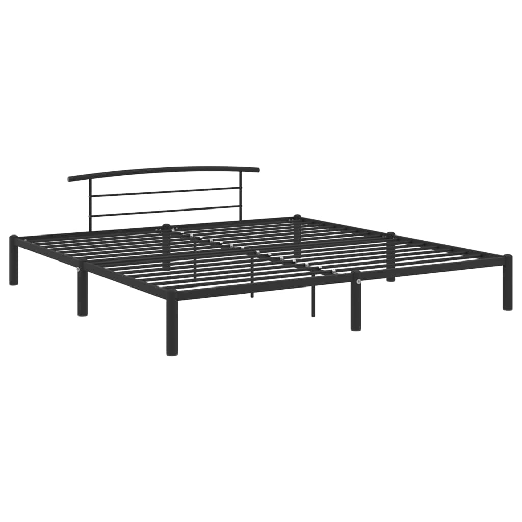 Łóżko Metalowe Czarne Rama Łóżka Ze Stelażem Do Sypialni Pokoju 180 x 200 cm