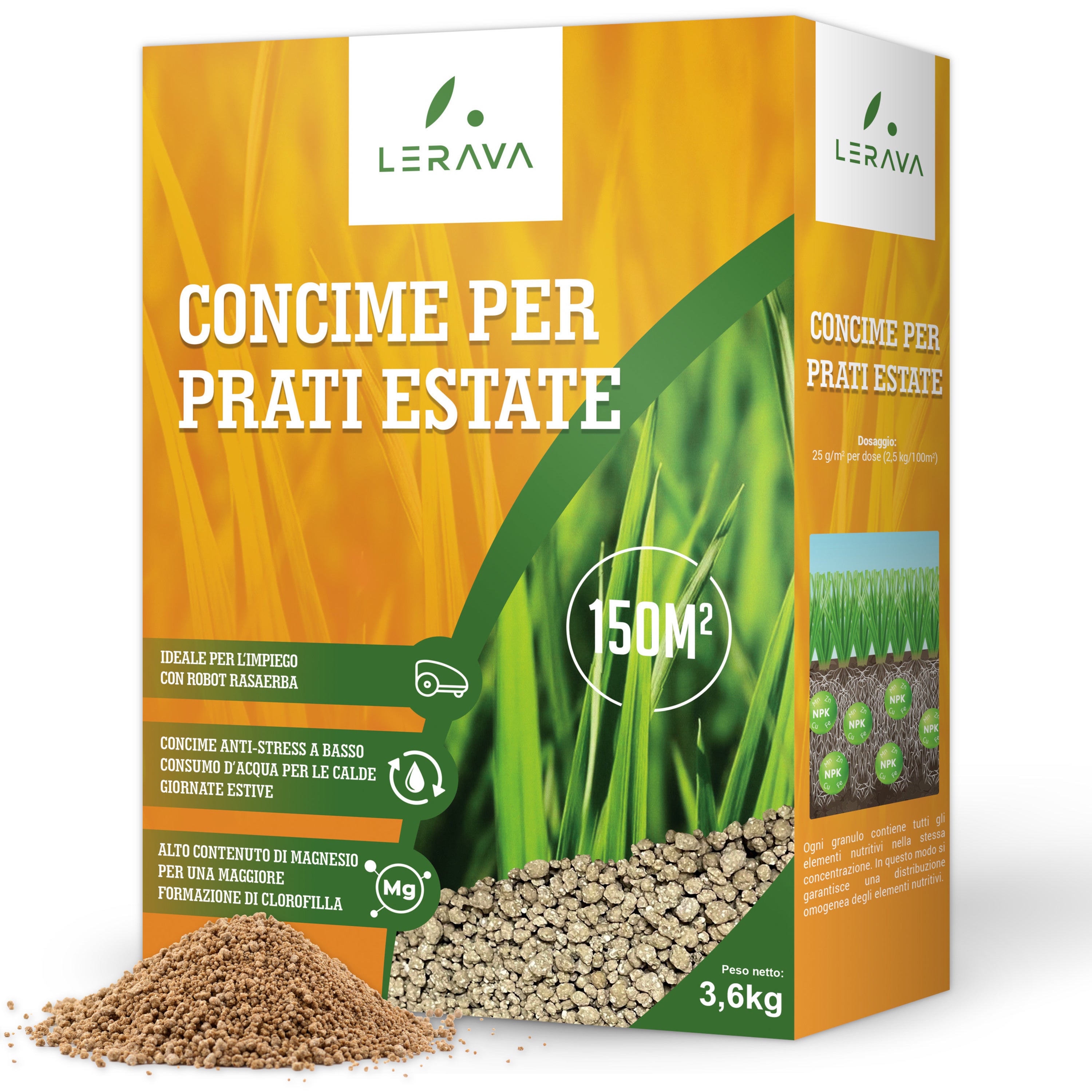 LERAVA ESTATE Concime Prato Estate - Fertilizzante Prato Anti-stress A - 4