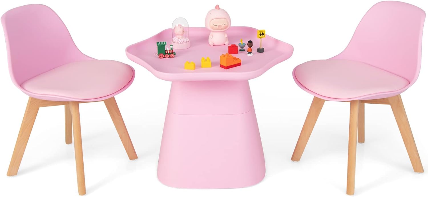 Petite Chaise Enfant Rose Avec Table De Jeu Intégrée - Siège En Bois - Occasion