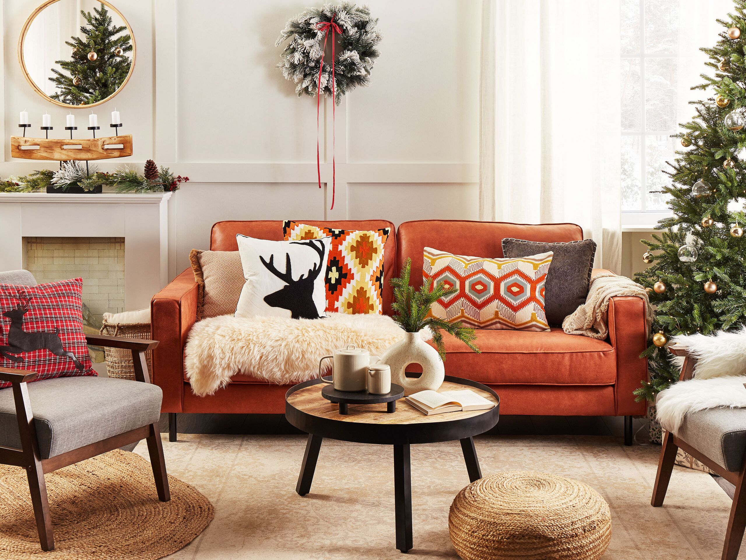 Set di 2 cuscini COMET 45 x 45 cm Rosso scuro Modello natalizio - 5