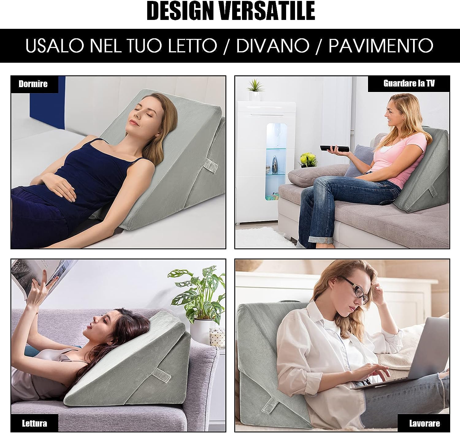 Coussin de Calage Thérapeutique Triangulaire Oreiller Anti-Stress ,Genoux Gris - 8