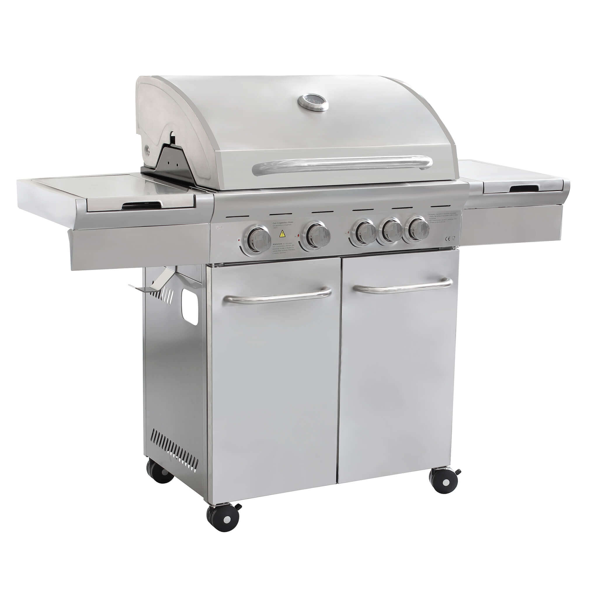 Barbecue A Gas 4 Bruciatori Acciaio Inox - Griglia Regolabile Per Giardino E Terrazza | Argento