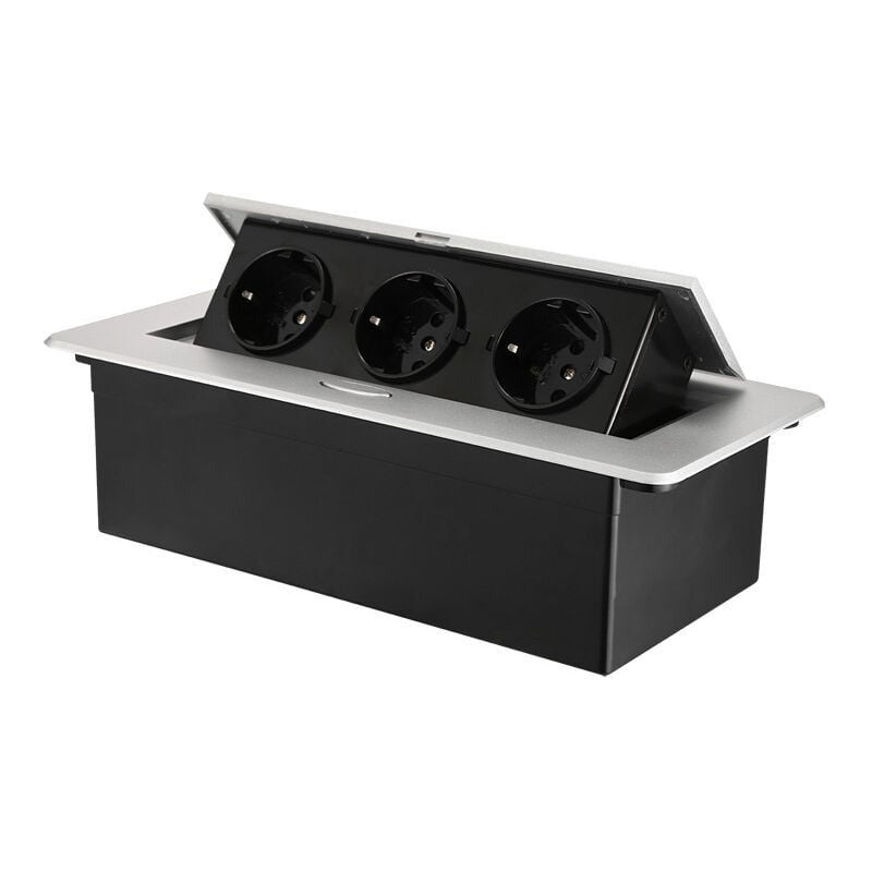 Prise encastrée rétractable avec 3 prises, peut être utilisée comme prise de table de cuisine ou prise de sol, économisant de l'espace - 3