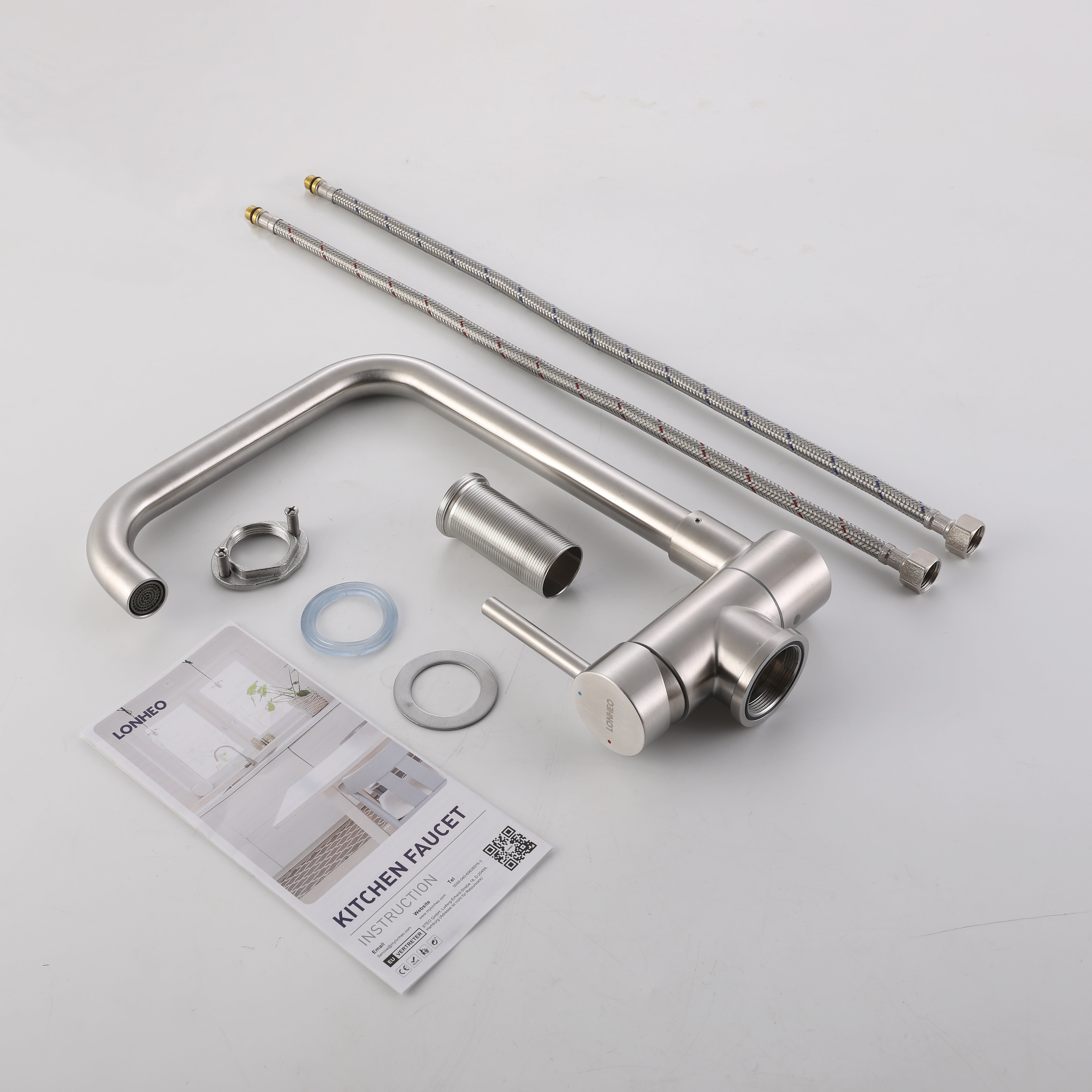 Mitigeur de Cuisine Rabattable, Pivotant à 360°,Robinet de Cuisine avec Poignée Pliable Contre Fenêtre, Robinet Mitigeur Evier Acier Inox 304 - 5