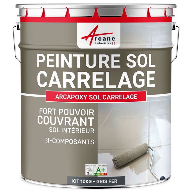 Peinture Résine Sol Carrelage - ARCAPOXY SOL CARRELAGE - 10 kg (jusqu'à 50 m² en 2 couches) Gris fer - RAL 7011 - ARCANE INDUSTRIES