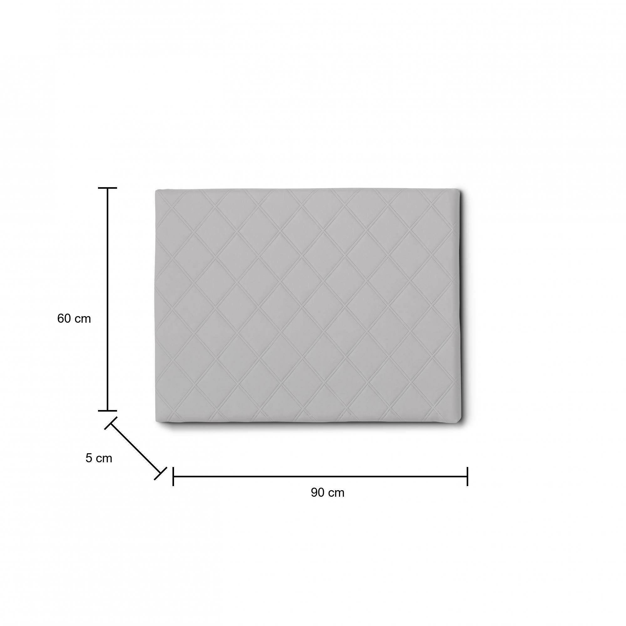 Lit simple Cleziana, tête de lit murale en simili cuir, 100% Made in Italy, adapté pour un lit simple, 90x60 cm, Blanc - 3