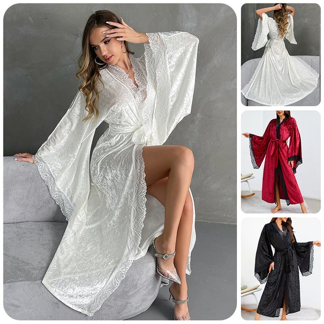 Peignoir de bain kimono en satin et soie pour femme