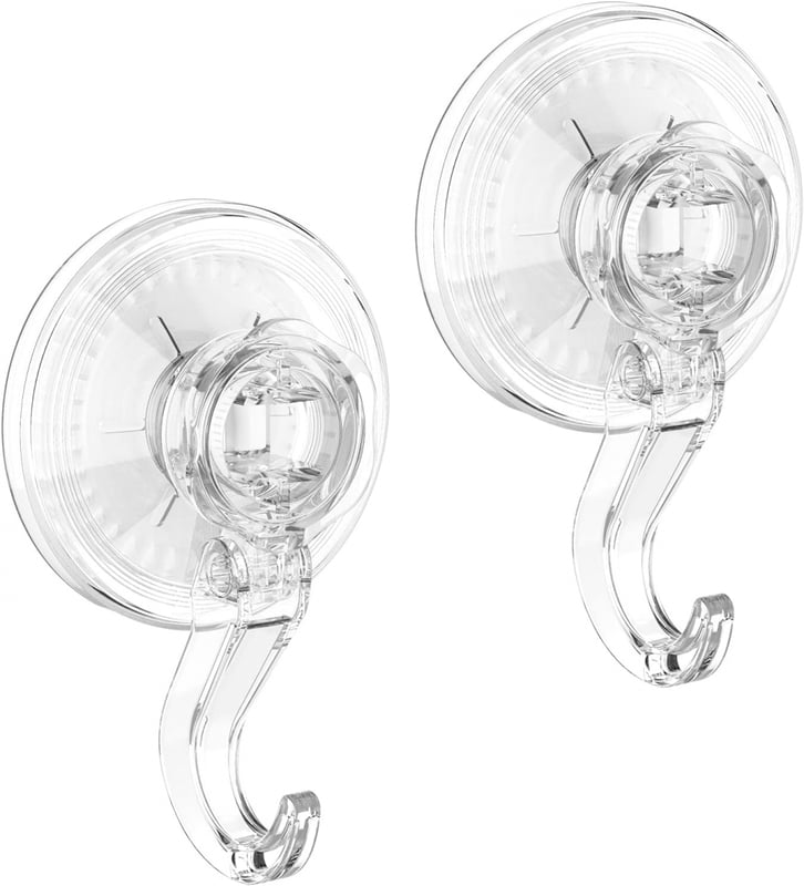 Zestaw 2 haczyków ściennych z przyssawką, hak z przyssawką do 5 kg, wielokrotnego użytku hak prysznicowy, przezroczysty, wodoodporny