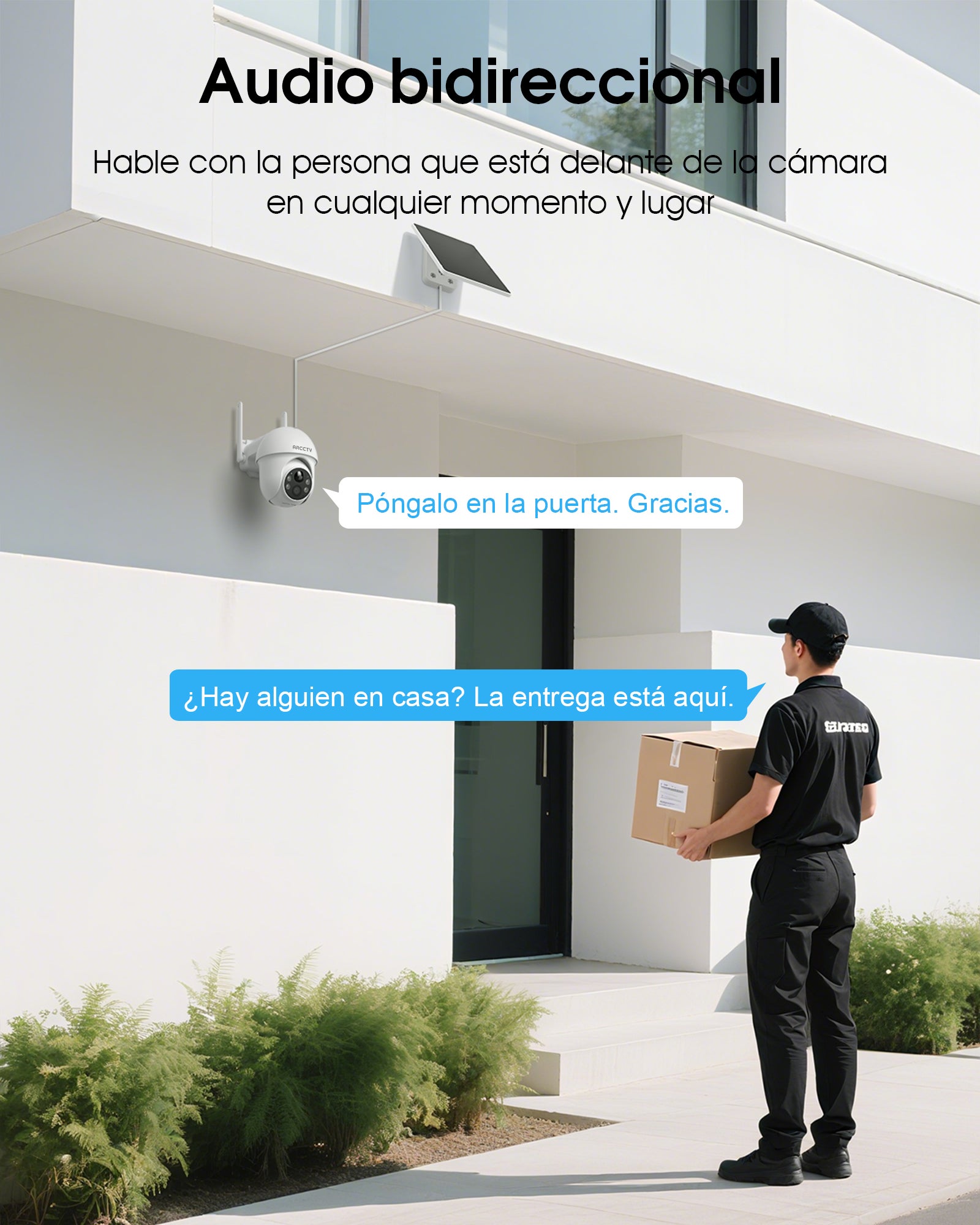 Caméra de surveillance sans fil WiFi extérieure solaire 4MP panoramique 360°, détection PIR, audio bidirectionnel-ZOOHI - 4