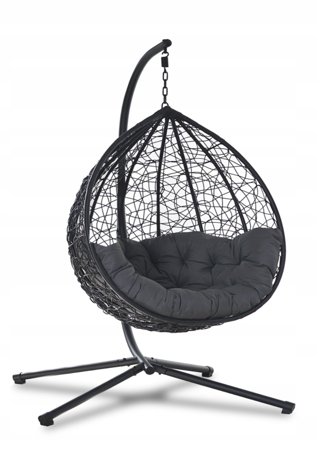 Fotel Wiszący do OGRODU Amber Antracyt / Szary Kokon Huśtawka Wolnostojący