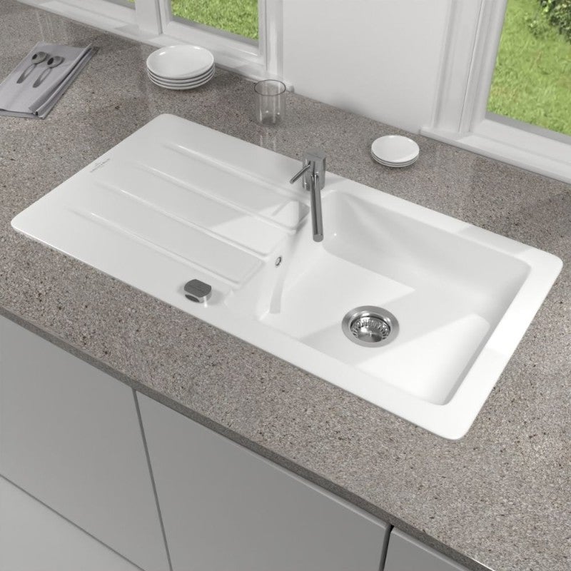 Evier 1 bac 100 x 51 cm VILLEROY ET BOCH Architectura 60 Blanc vidage automatique inclus - 2