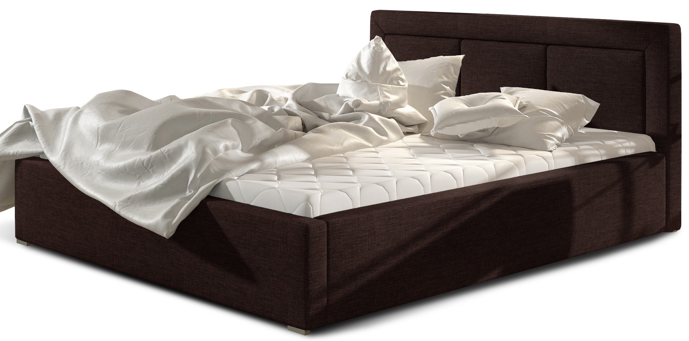 Lit tissu marron grand carré capitonné Berlino - 4 tailles-160x200