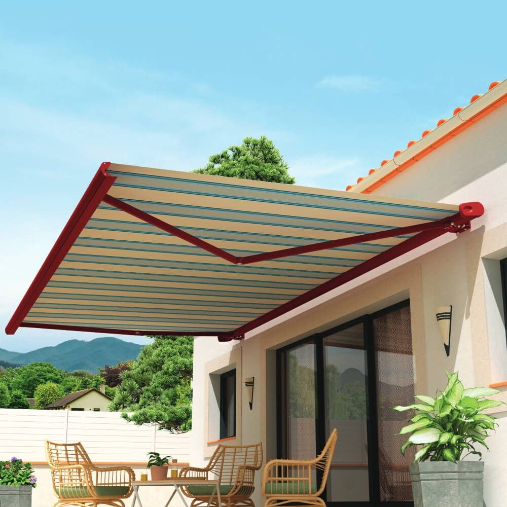Toldo cofre barbade 4 m x 3,5 m con motor, mando a distancia y sistema de emergencia (ses29 - multicolor)