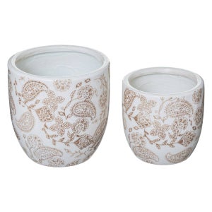 Cache-pot Hind En Céramique Mate - Hauteur 25 Cm, Couleur écru - Design Moderne, Pour Plantes Intérieur - Décoration Buffet, Table Basse