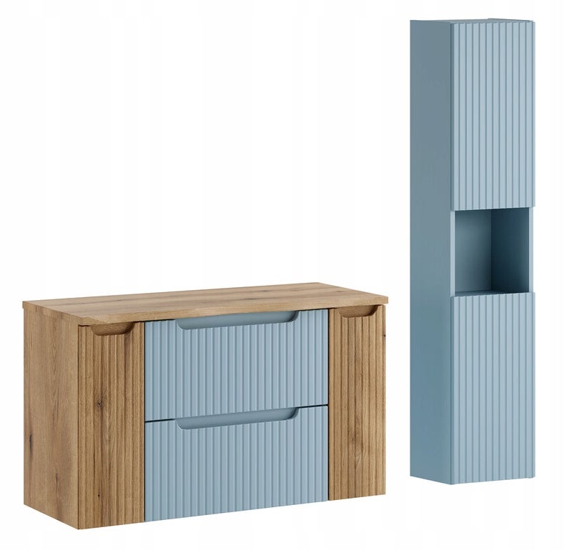 Szafka łazienkowa NOVA DENIM 100 cm dąb Coast Evoke z blatem i słupkiem
