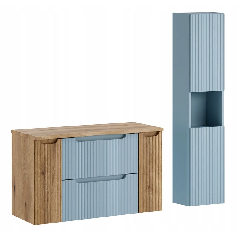 Szafka łazienkowa NOVA DENIM 100 cm dąb Coast Evoke z blatem i słupkiem