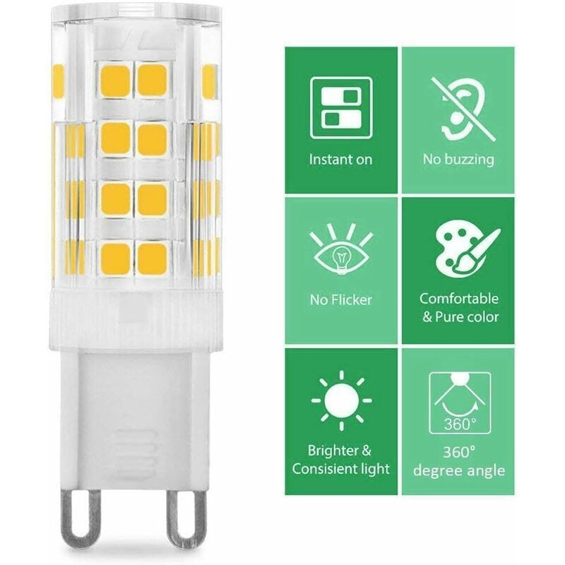 Ampoule LED G9 5W, Equivalent 40W , Blanc Chaud 3000k, 220-240V, 360° angle de faisceau, 【Pack de 10】 - 3