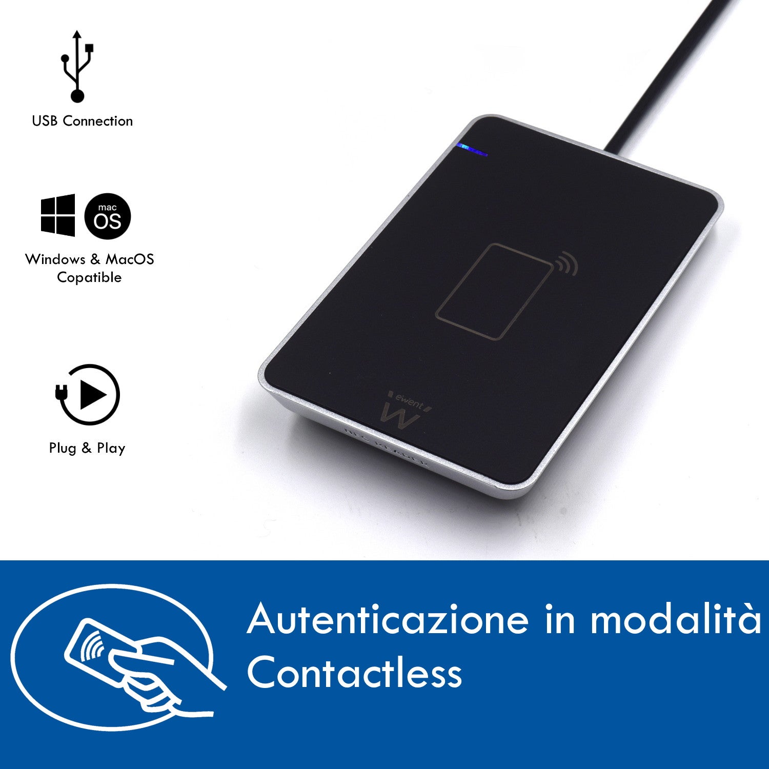 Ewent EW1053 lecteur de carte magnétique Noir USB - 3