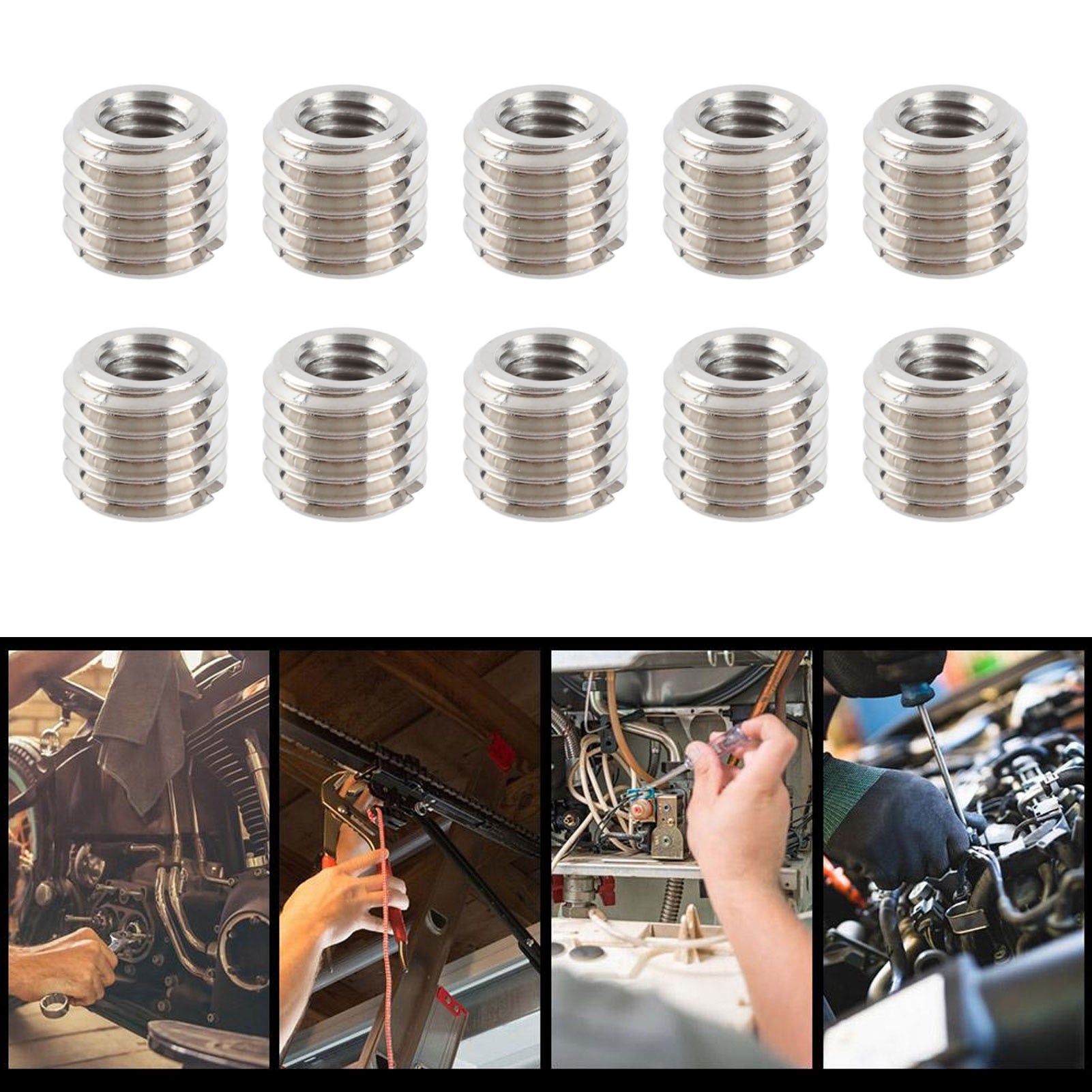 10 pezzi inserti filettati maschio femmina riduttore dado in acciaio inossidabile strumento di riparazione fissaggio - 7