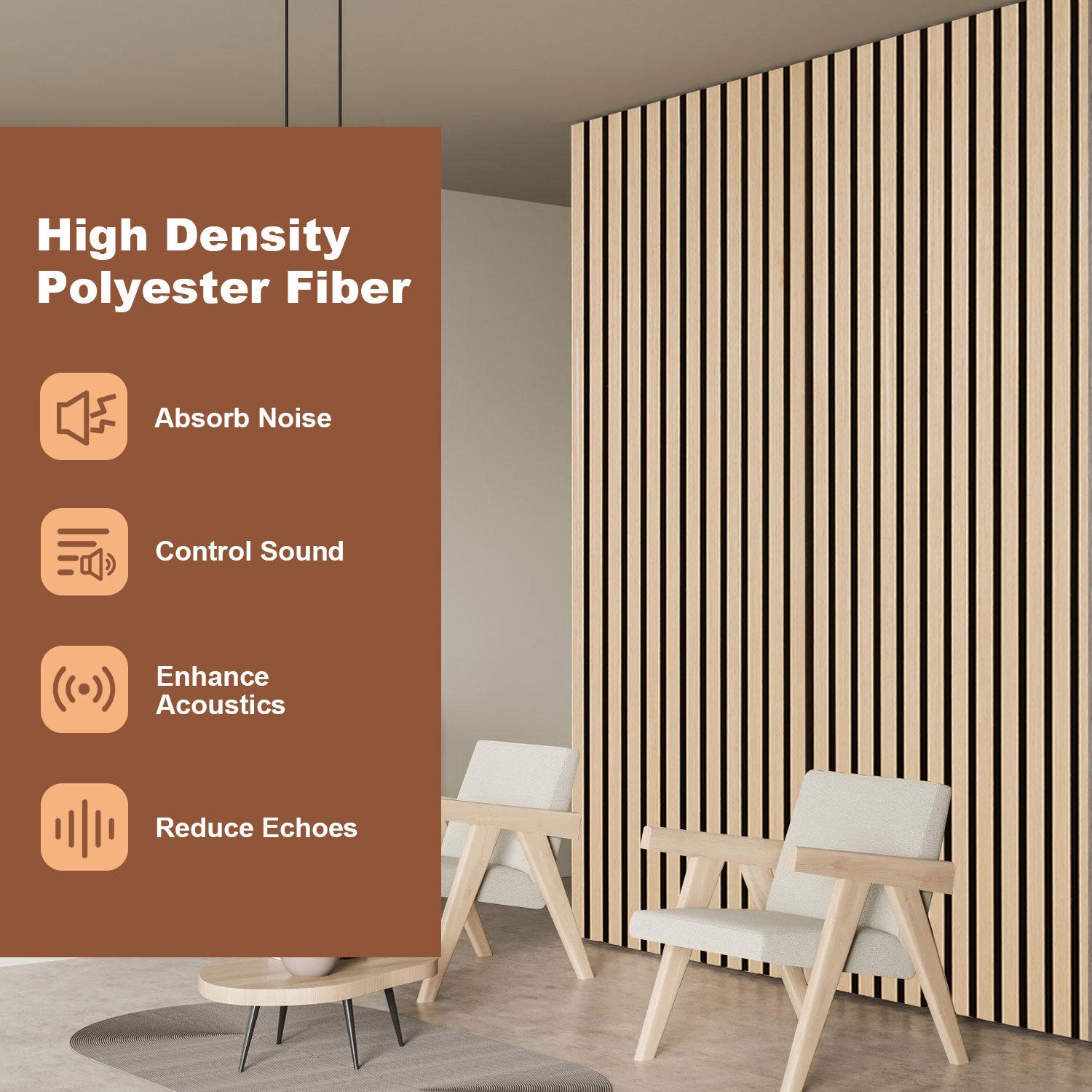 Paneles acústicos para pared 2x Panel MDF con listones acústicos chapados en madera auténtica 120x60x2.1cm roble - 3