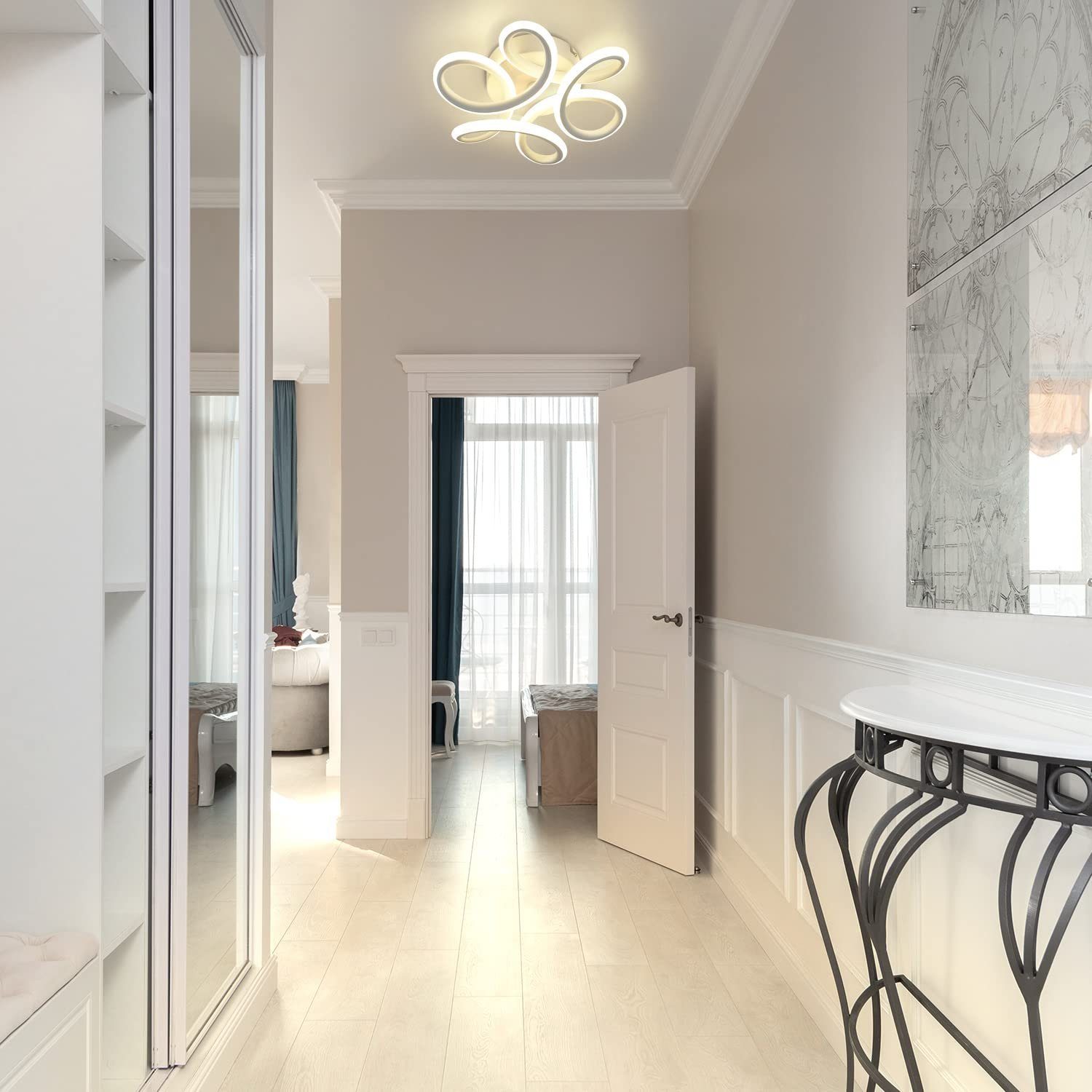 ZMH LED plafonnier Design géométrique noir et blanc plafonnier moderne couloir - 8