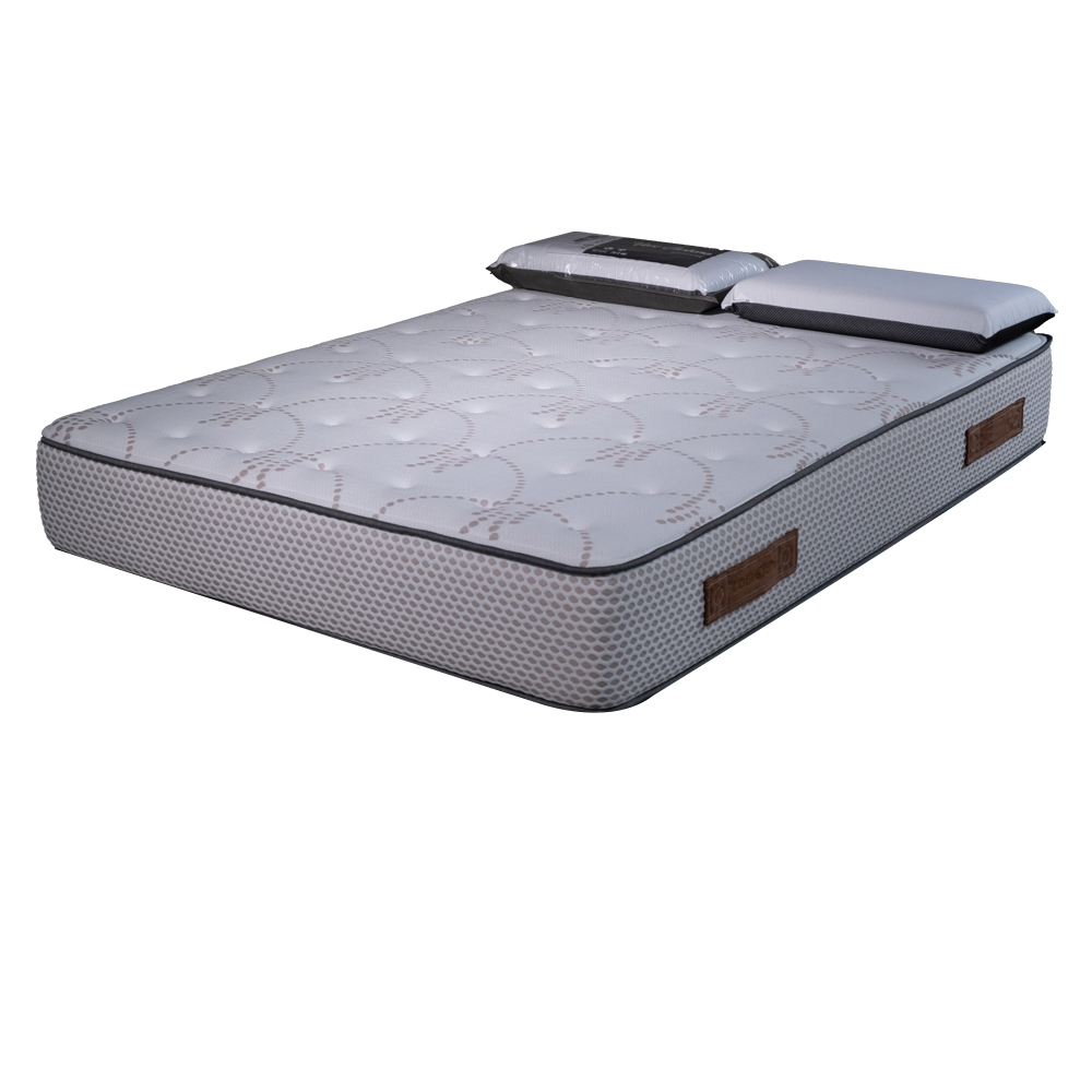 Colchón de cosmos blanco | 140x200cm con 2 almohadas de carbono 70x40cm | memoria 50 kg/m3 y 12 zonas | 28 cm