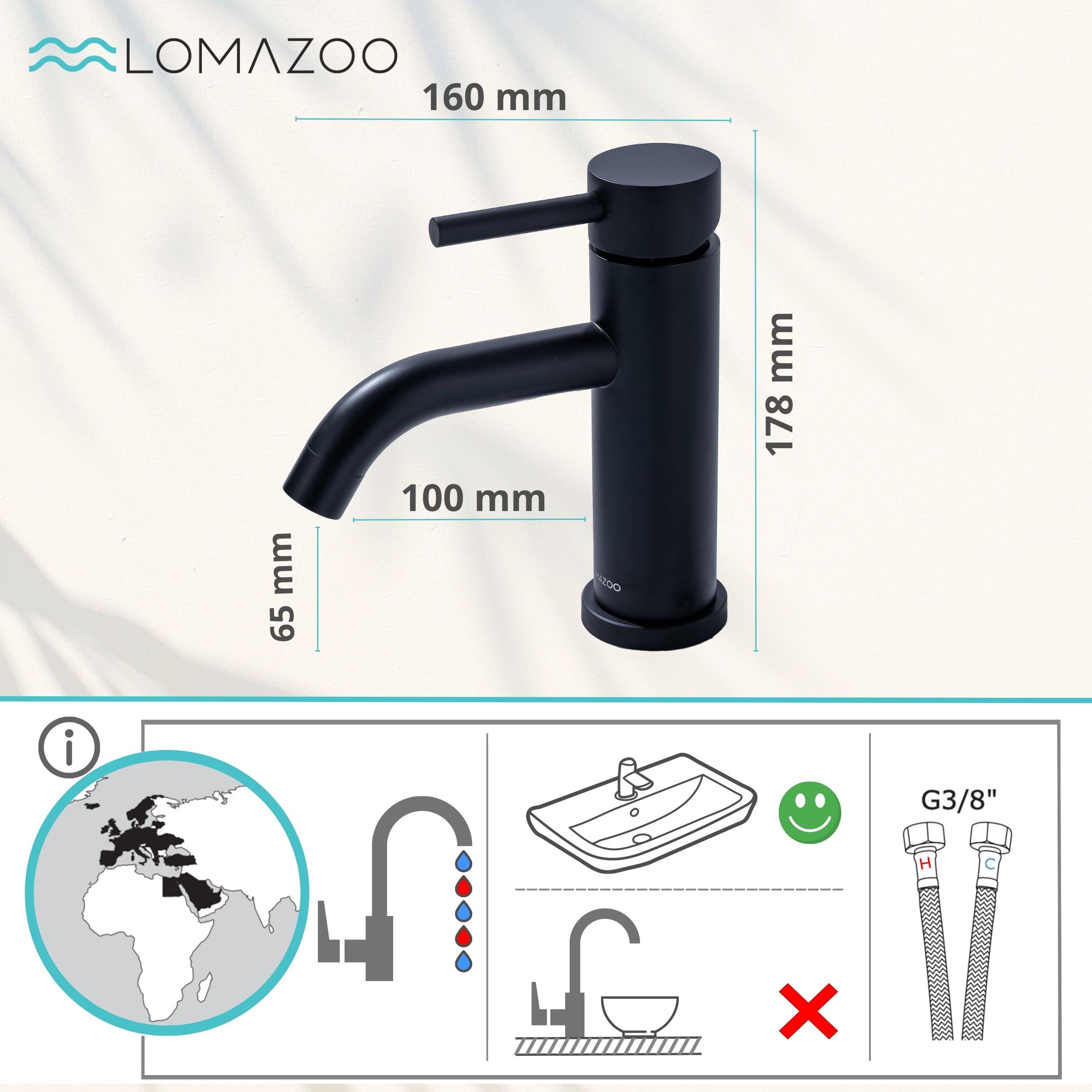LOMAZOO Robinet de lavabo noir Nova - 6
