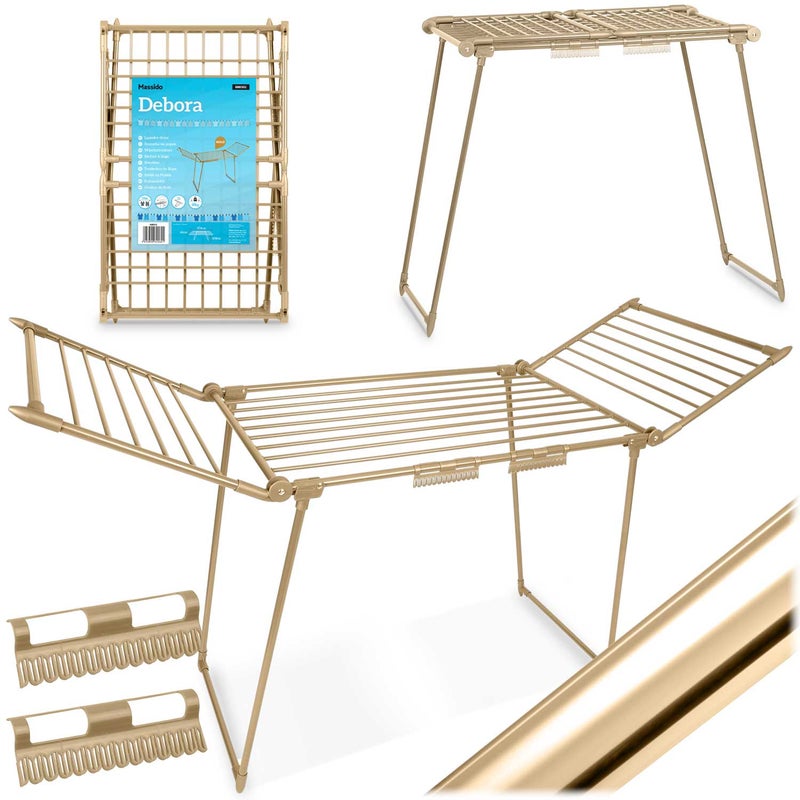 Suszarka na pranie 19m składana stojąca do ubrań wieszak na bielizne złota Massido